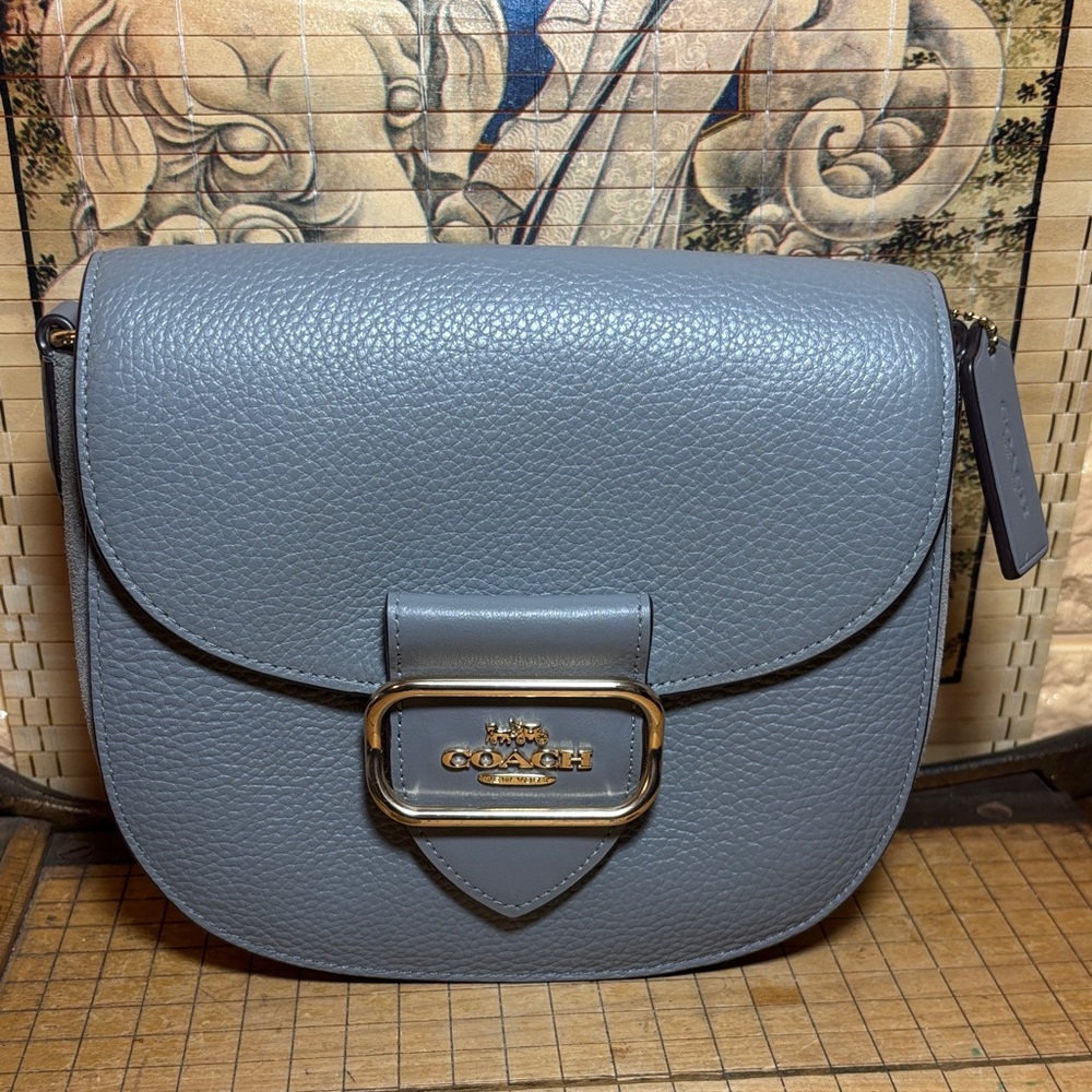 Coach Morgan Saddle Bag Pebbled Leather, Suede Adjustable Detachable Strap